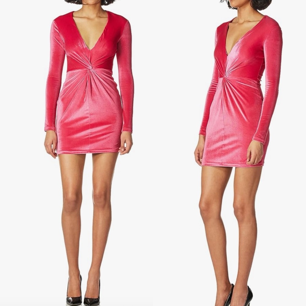 Hot Pink Velvet Cosmopolitan Mini Dress by Dress the Population